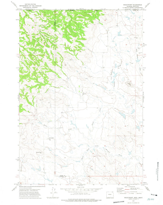 Classic USGS Rockypoint Wyoming 7.5'x7.5' Topo Map Image