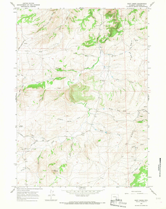 Classic USGS Root Creek Wyoming 7.5'x7.5' Topo Map Image