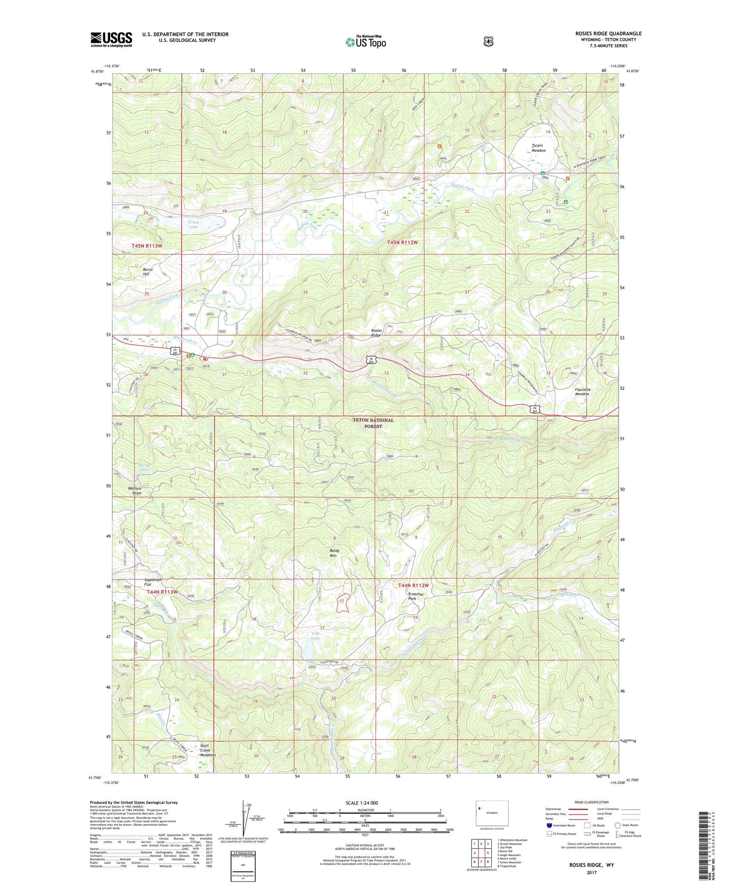 Rosies Ridge Wyoming US Topo Map Image