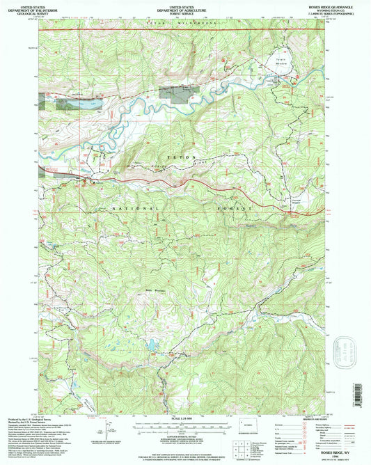 Classic USGS Rosies Ridge Wyoming 7.5'x7.5' Topo Map Image