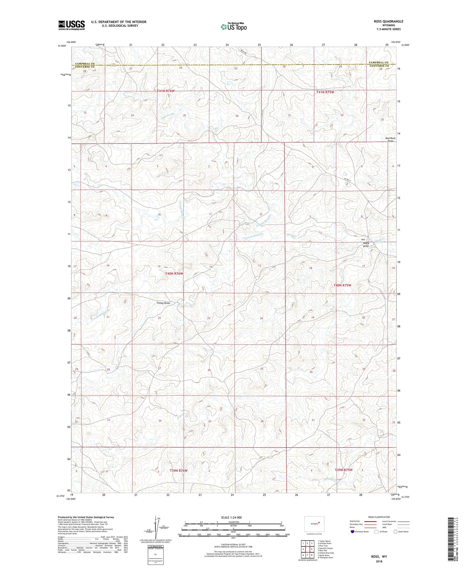 Ross Wyoming US Topo Map Image