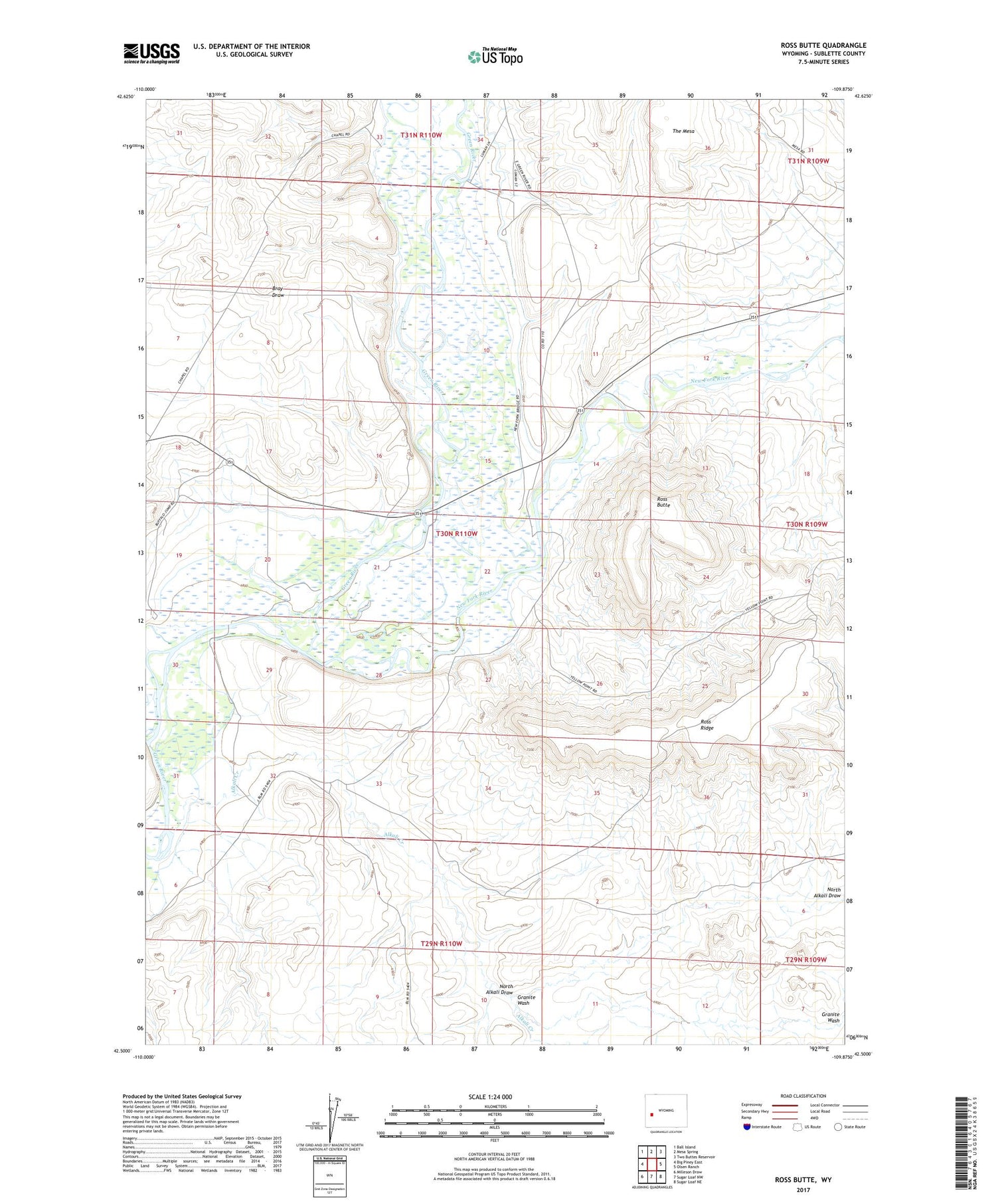 Ross Butte Wyoming US Topo Map Image