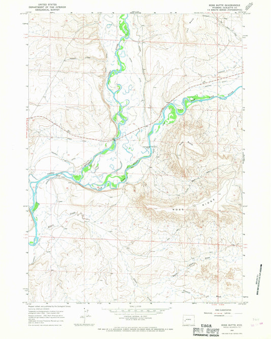 Classic USGS Ross Butte Wyoming 7.5'x7.5' Topo Map Image