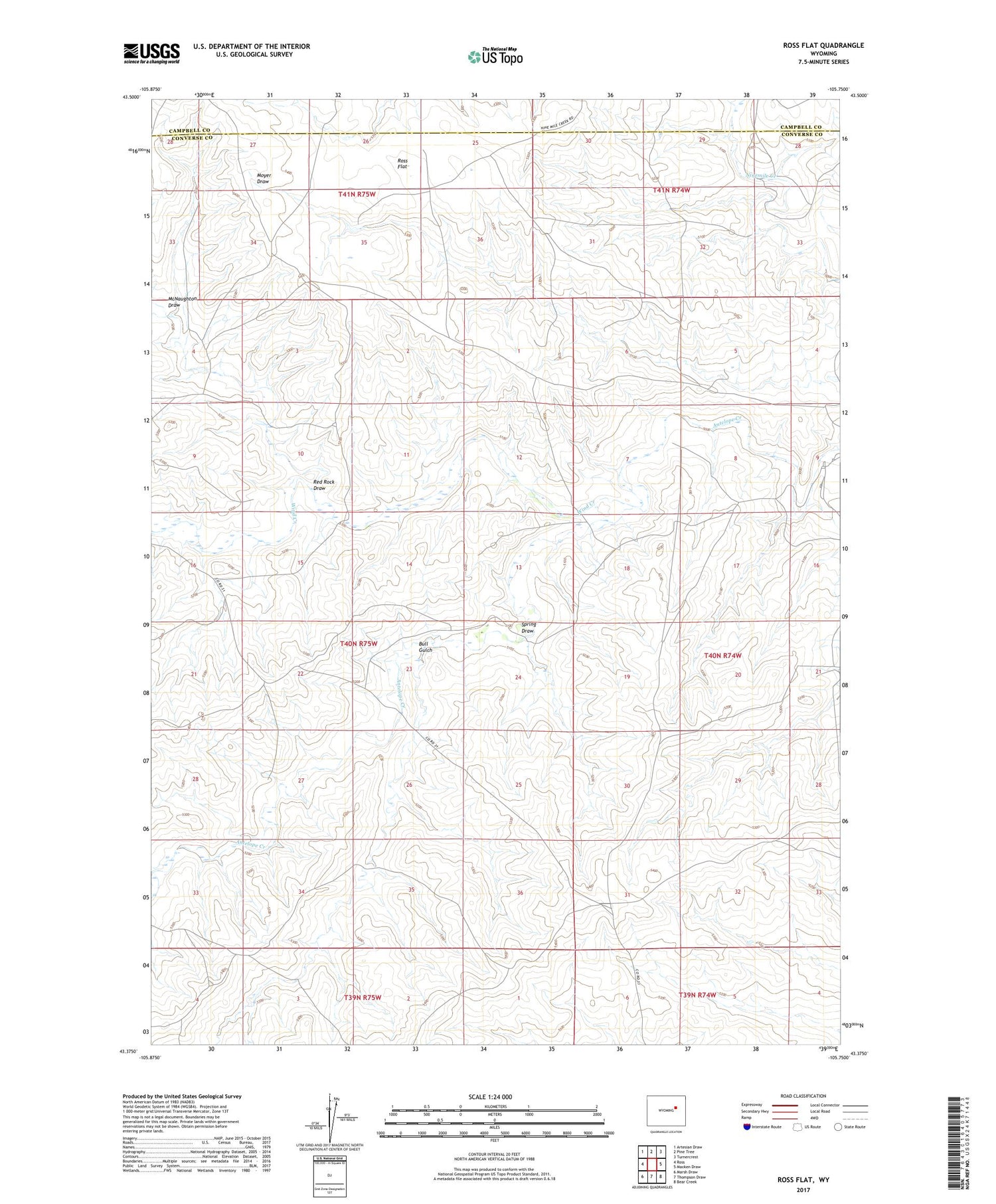 Ross Flat Wyoming US Topo Map Image