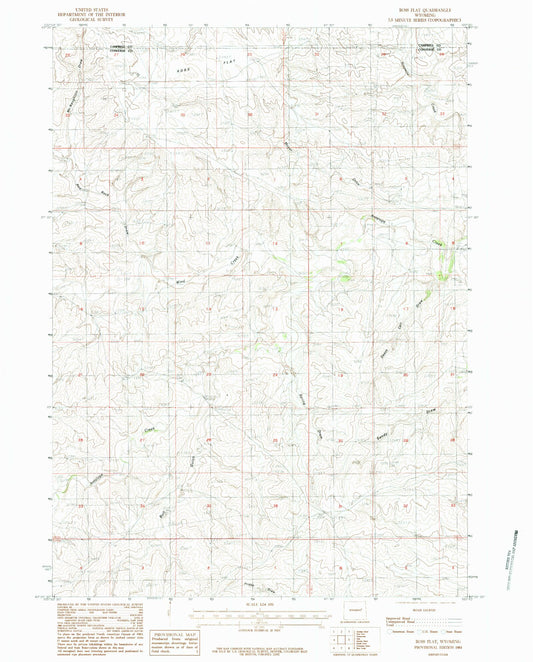 Classic USGS Ross Flat Wyoming 7.5'x7.5' Topo Map Image