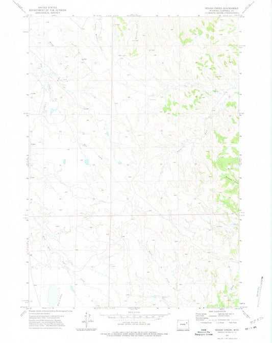 Classic USGS Rough Creek Wyoming 7.5'x7.5' Topo Map Image
