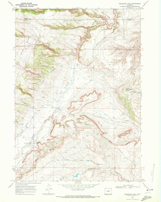 Classic USGS Roughlock Hill Wyoming 7.5'x7.5' Topo Map Image