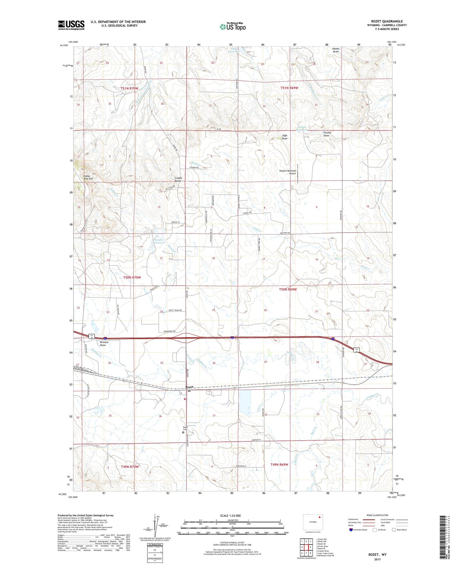 Rozet Wyoming US Topo Map Image