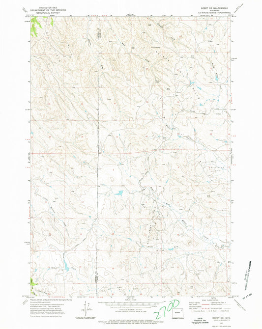 Classic USGS Rozet NE Wyoming 7.5'x7.5' Topo Map Image