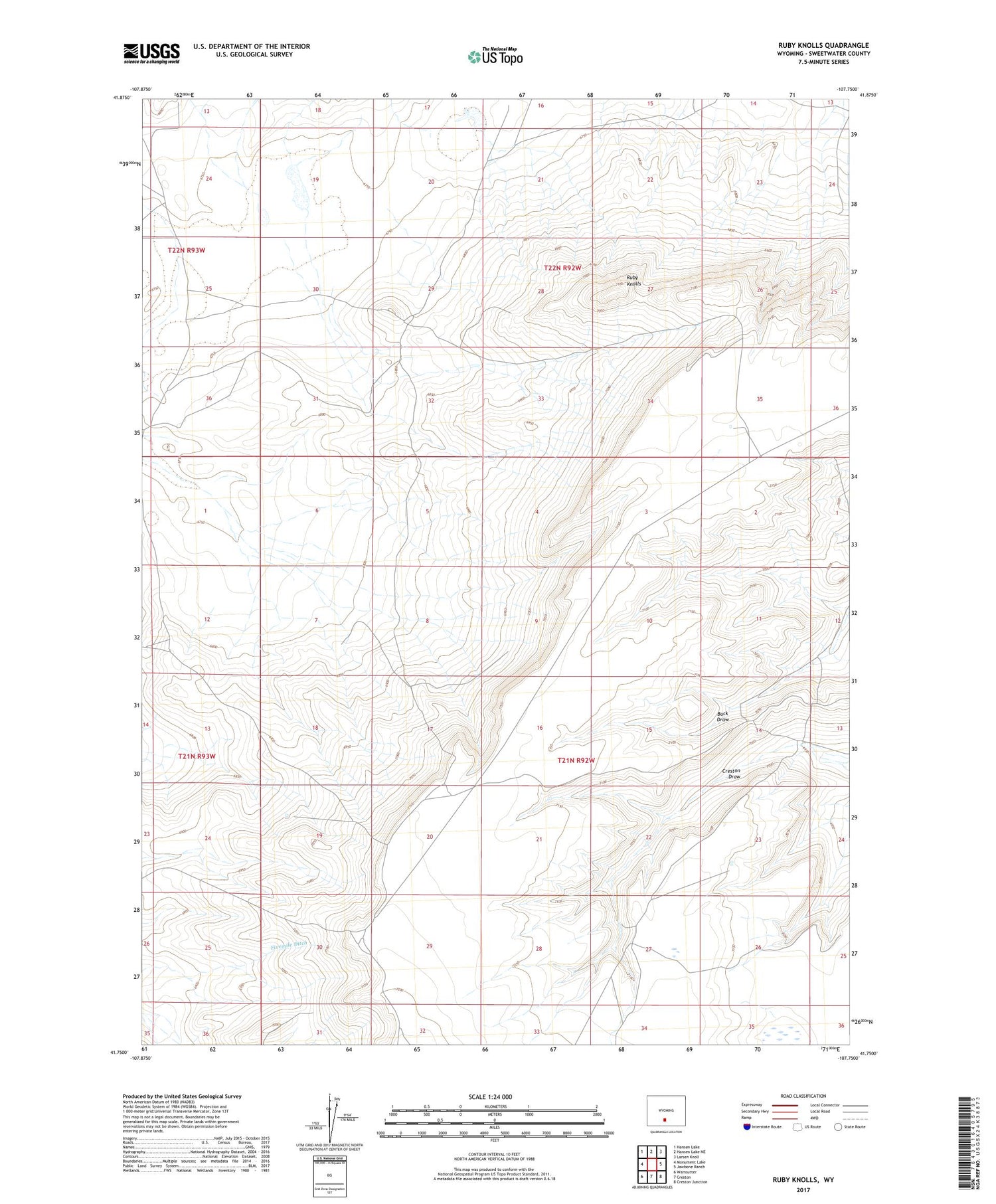Ruby Knolls Wyoming US Topo Map Image