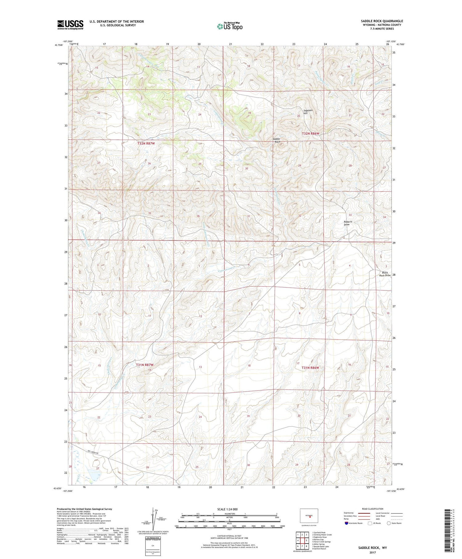 Saddle Rock Wyoming US Topo Map Image