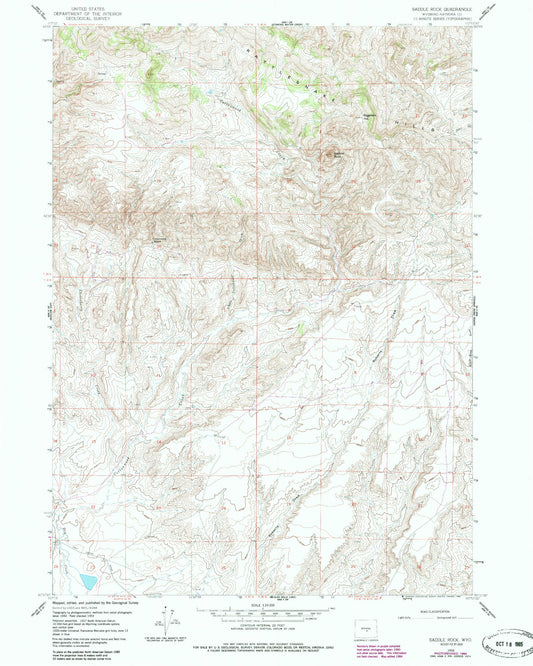 Classic USGS Saddle Rock Wyoming 7.5'x7.5' Topo Map Image