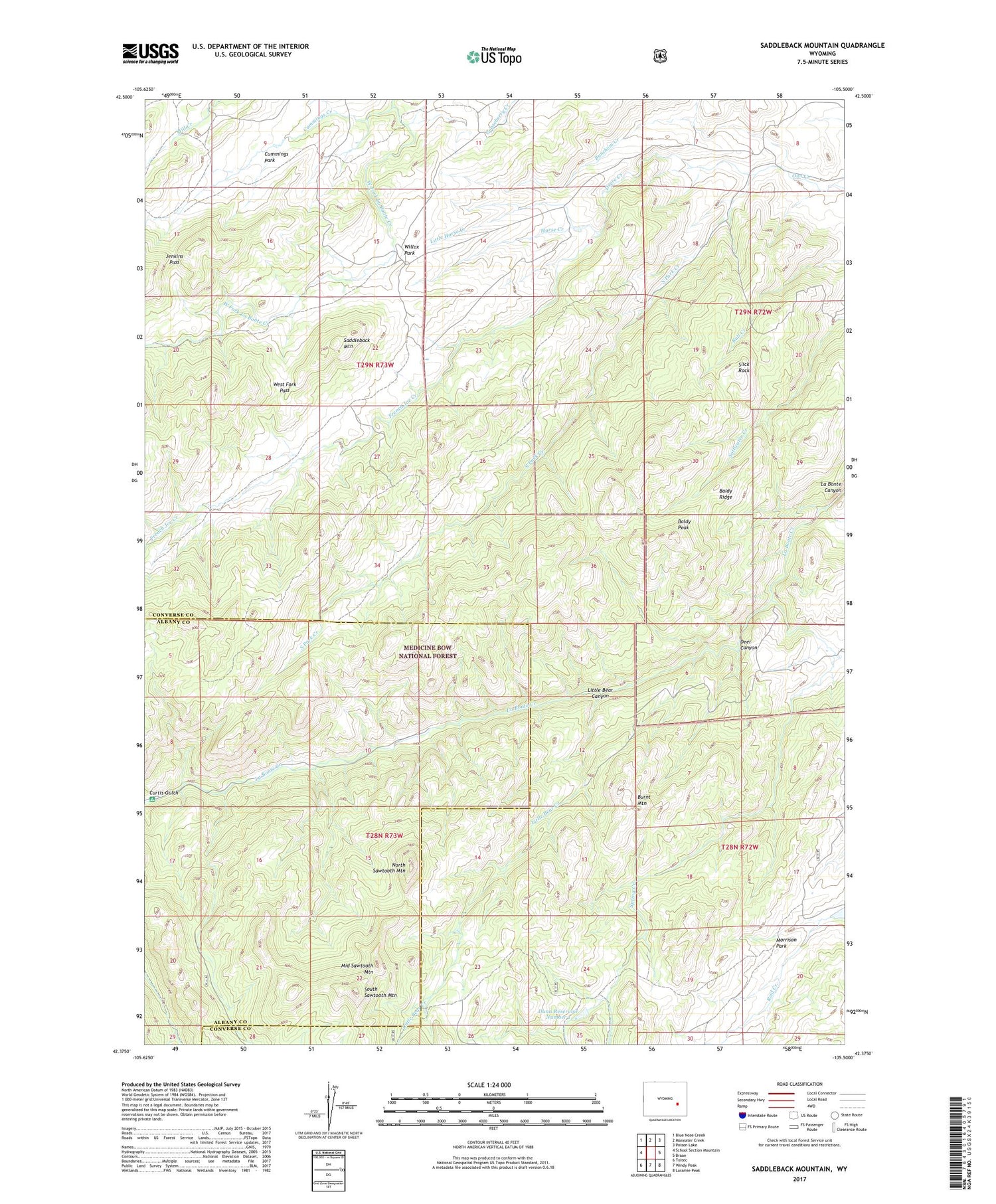 Saddleback Mountain Wyoming US Topo Map Image