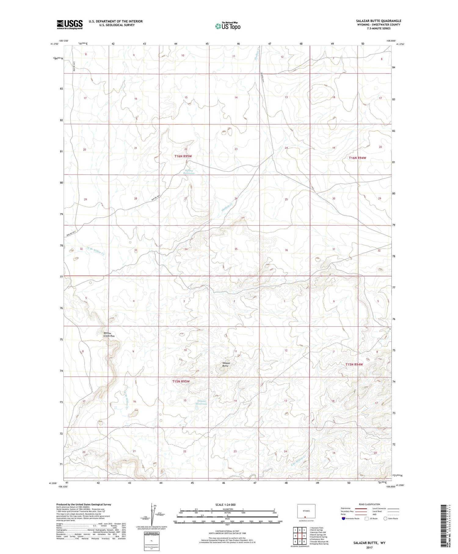Salazar Butte Wyoming US Topo Map Image