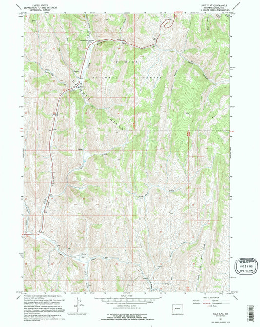 Classic USGS Salt Flat Wyoming 7.5'x7.5' Topo Map Image