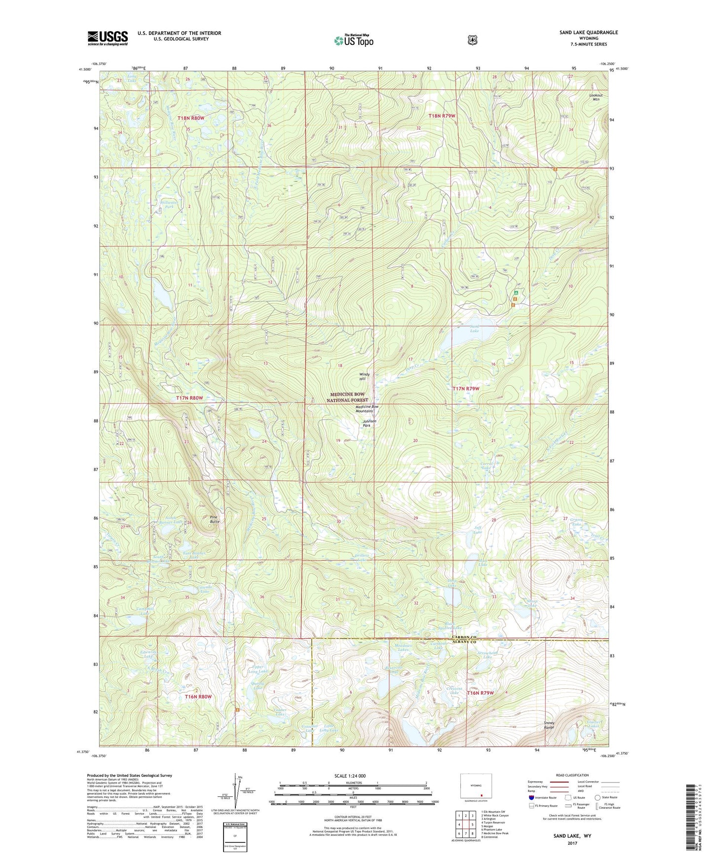 Sand Lake Wyoming US Topo Map Image