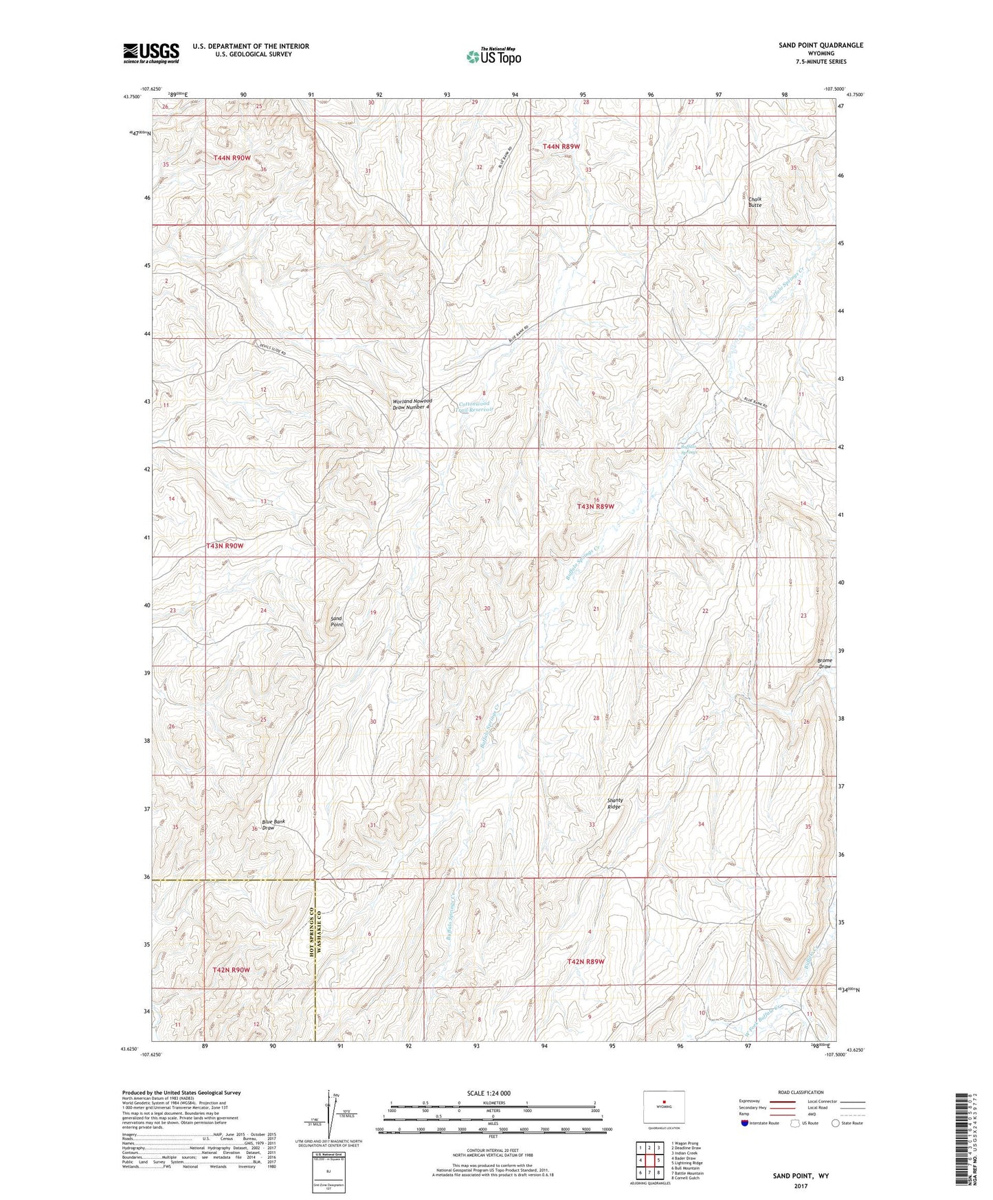 Sand Point Wyoming US Topo Map Image