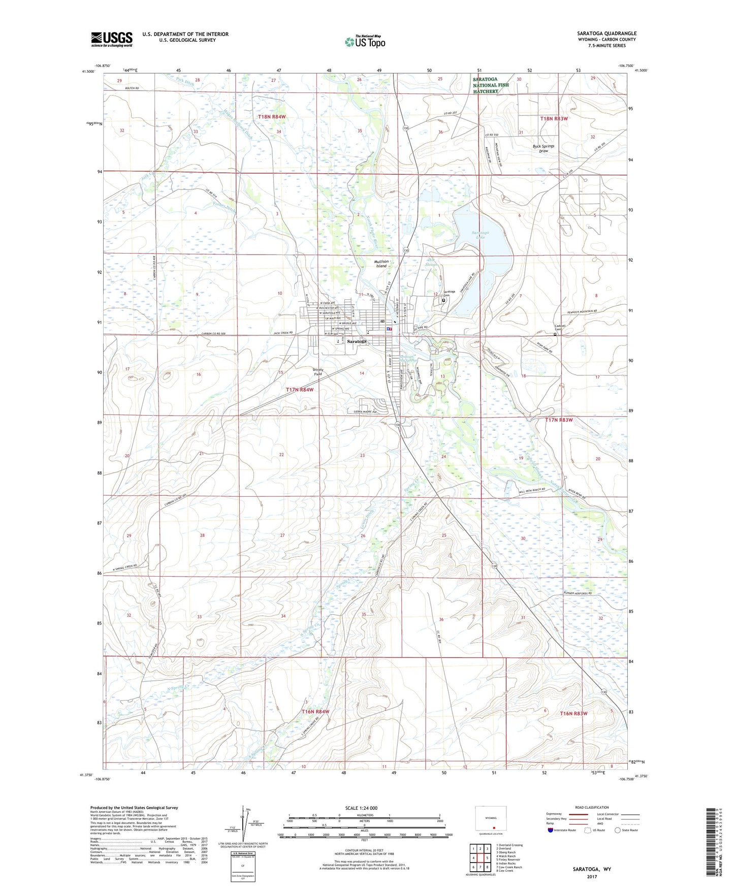 Saratoga Wyoming US Topo Map Image