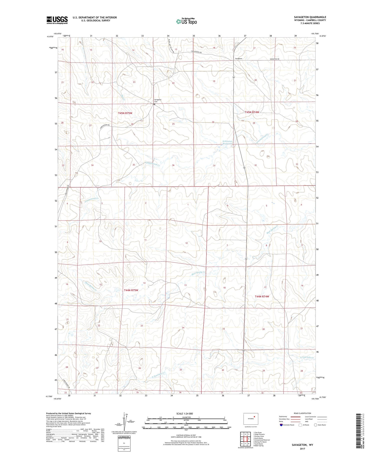 Savageton Wyoming US Topo Map Image