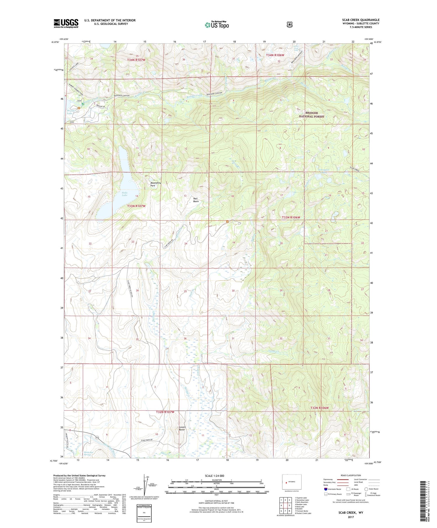 Scab Creek Wyoming US Topo Map Image