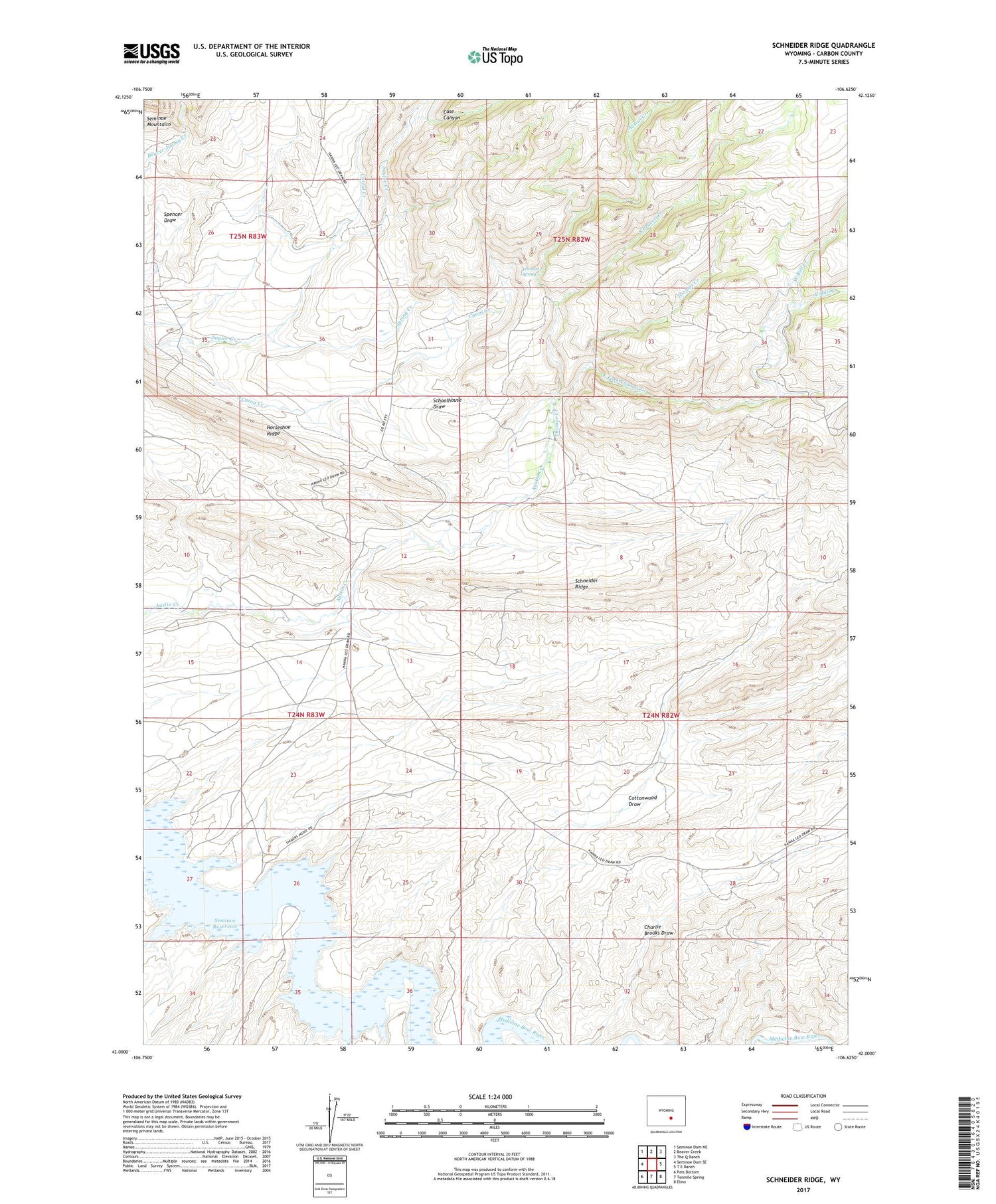 Schneider Ridge Wyoming US Topo Map Image