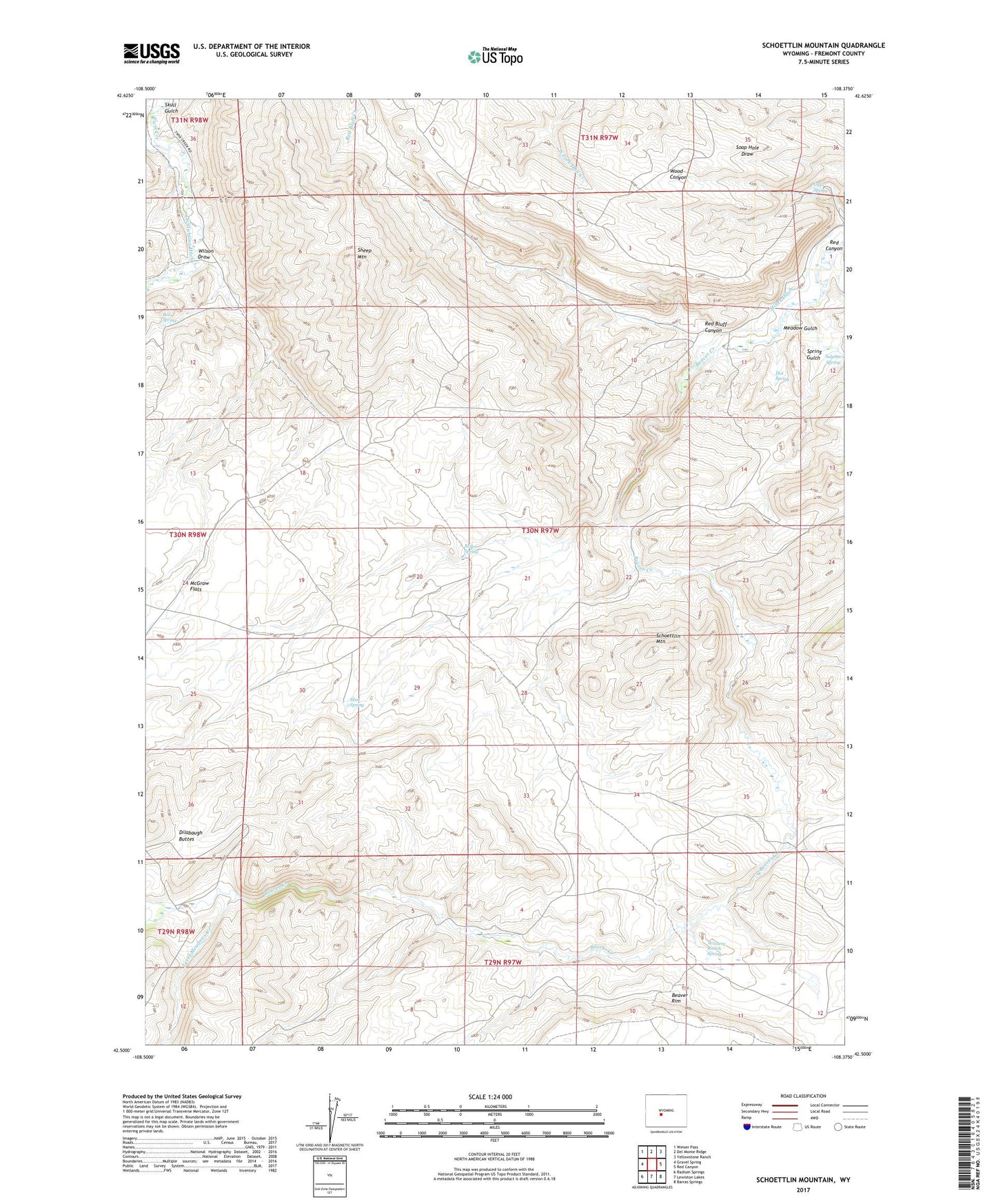 Schoettlin Mountain Wyoming US Topo Map Image