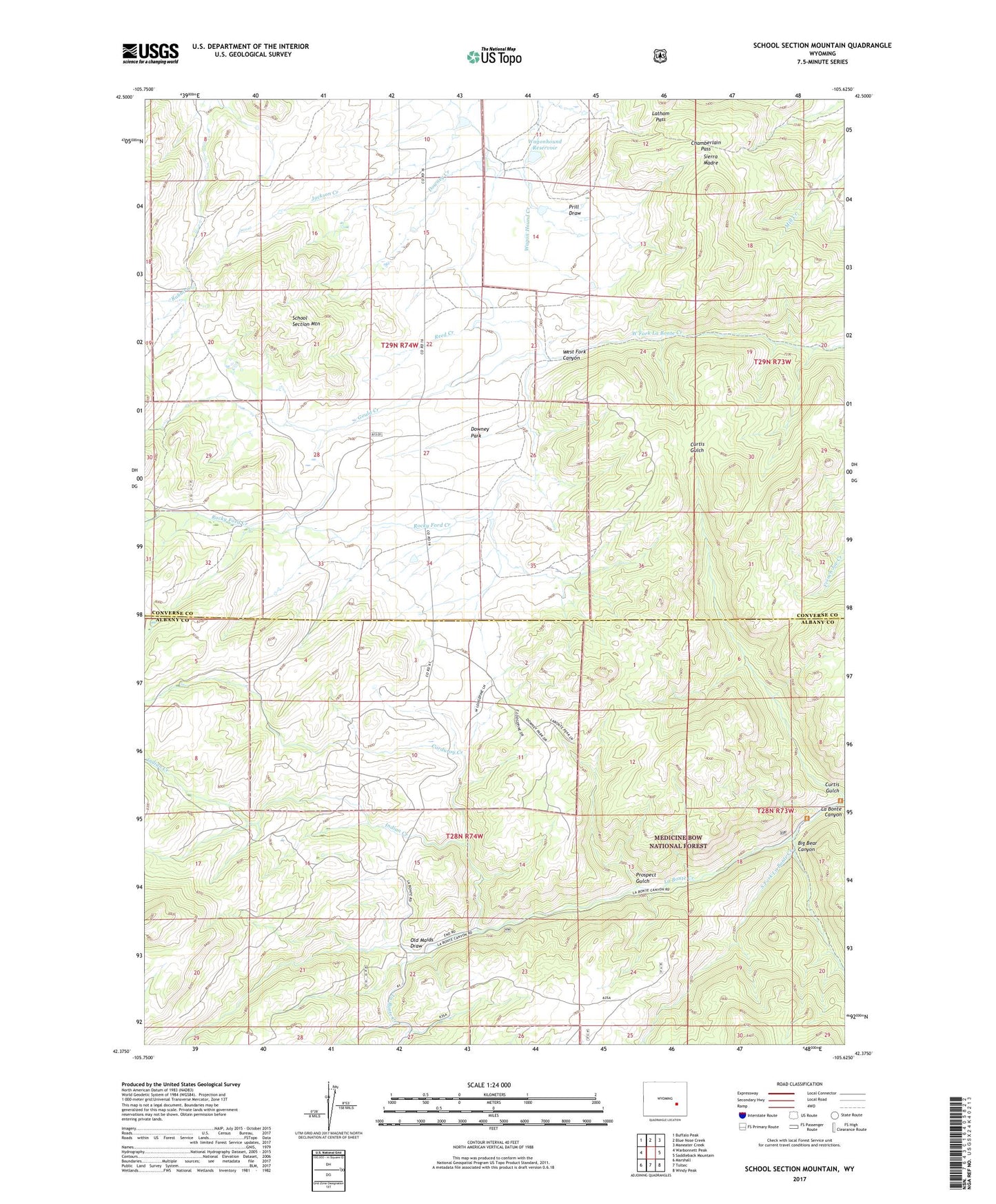 School Section Mountain Wyoming US Topo Map Image