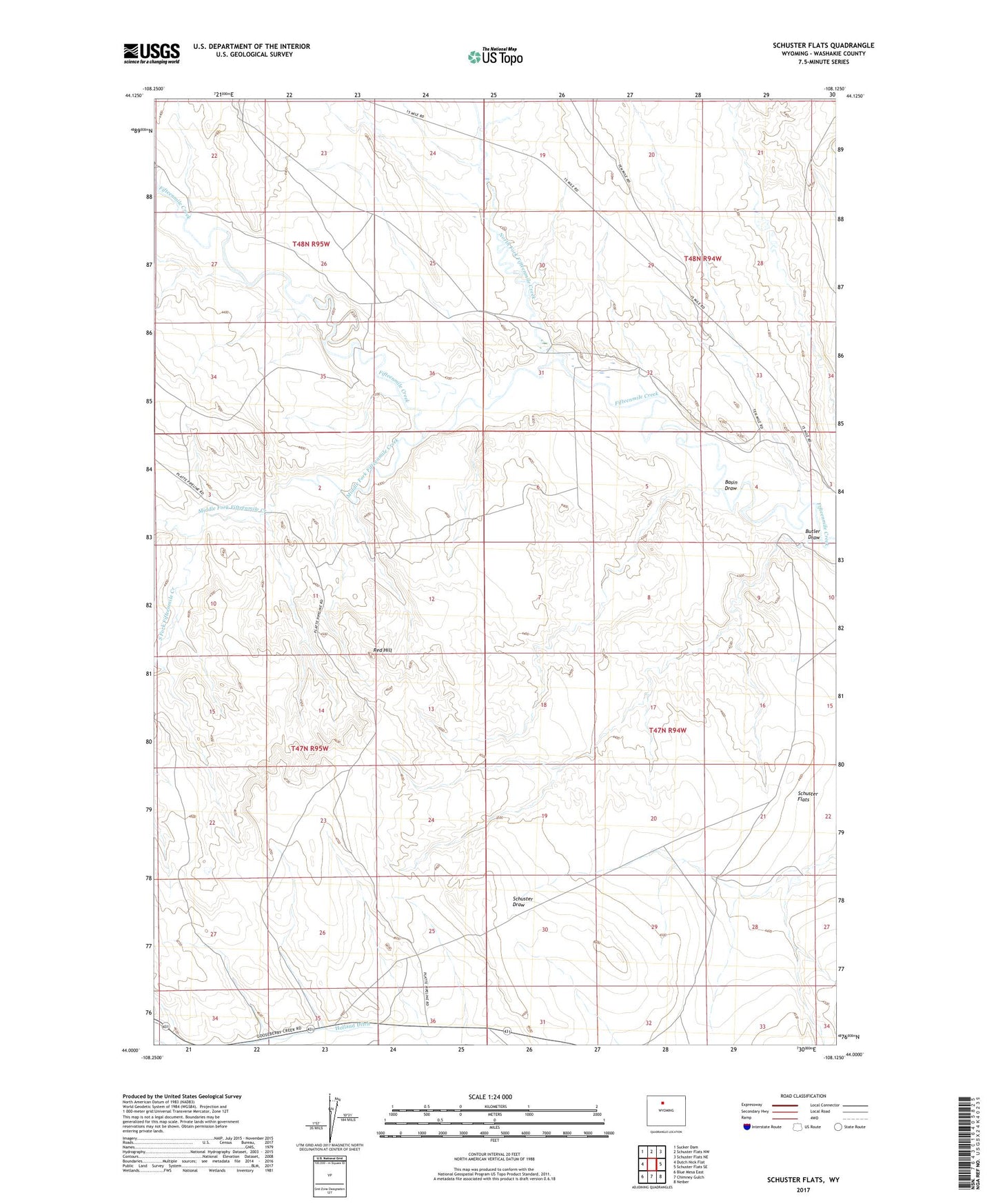 Schuster Flats Wyoming US Topo Map Image