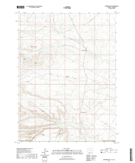 Scrivner Butte Wyoming US Topo Map Image