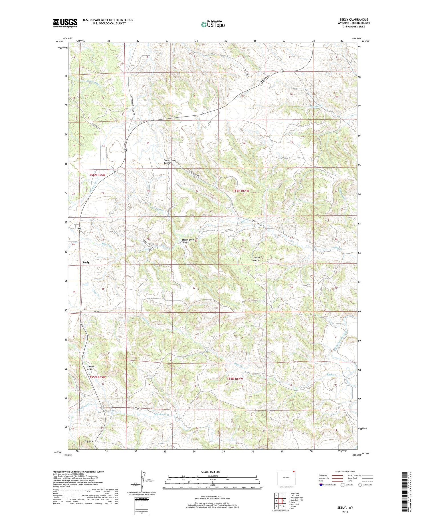 Seely Wyoming US Topo Map Image