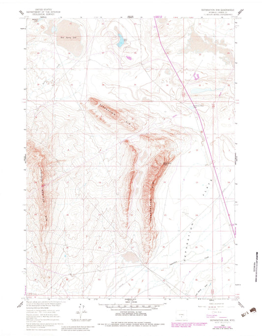 Classic USGS Separation Rim Wyoming 7.5'x7.5' Topo Map Image
