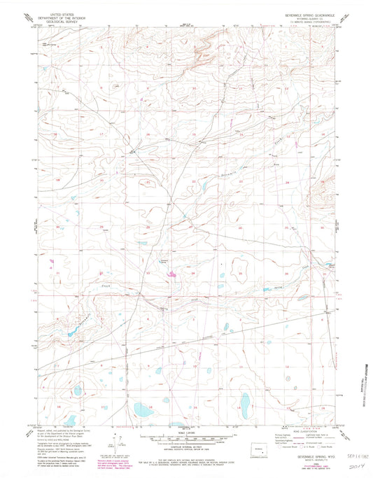 Classic USGS Sevenmile Spring Wyoming 7.5'x7.5' Topo Map Image
