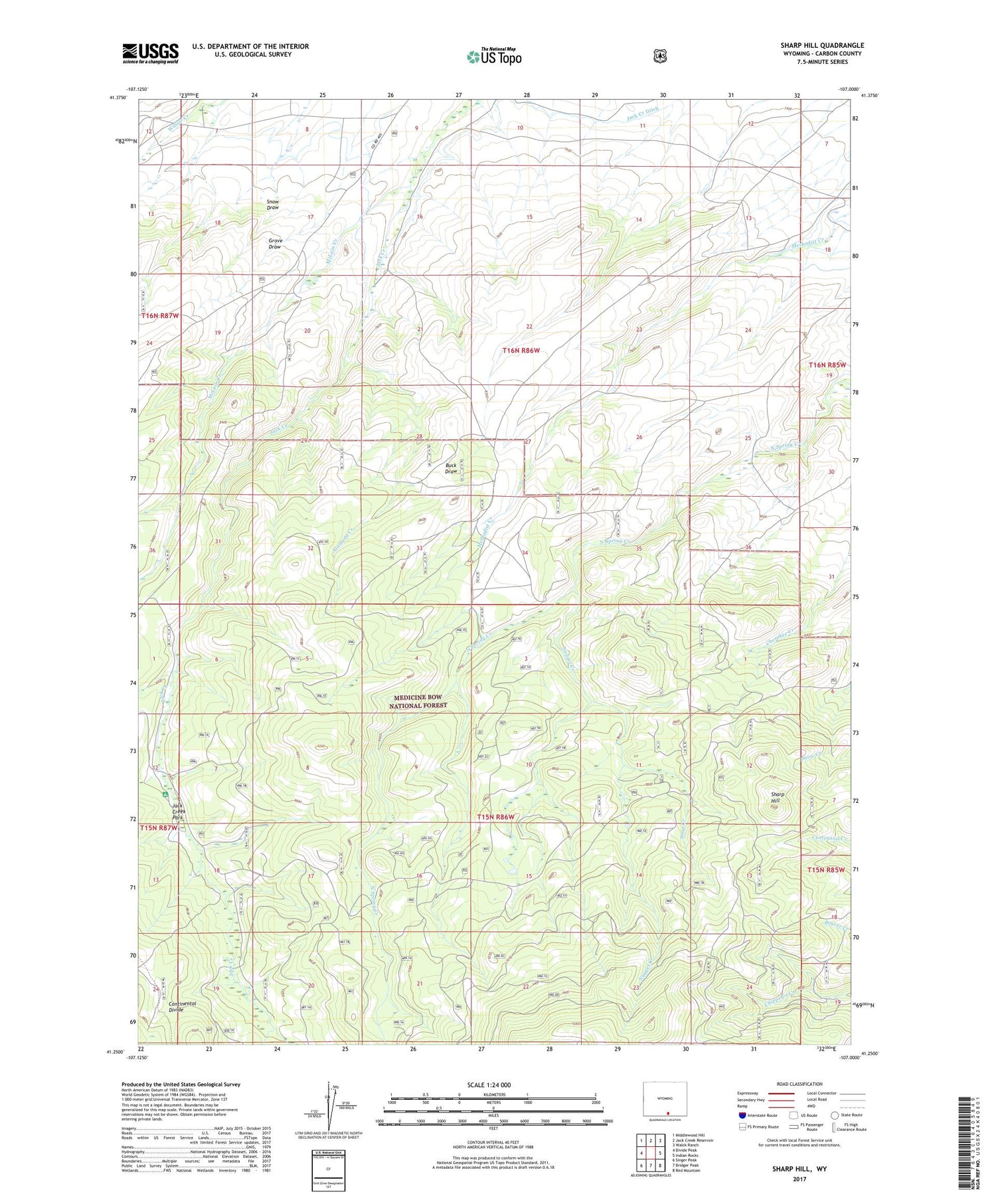 Sharp Hill Wyoming US Topo Map Image
