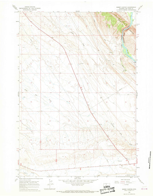 Classic USGS Sheep Canyon Wyoming 7.5'x7.5' Topo Map Image