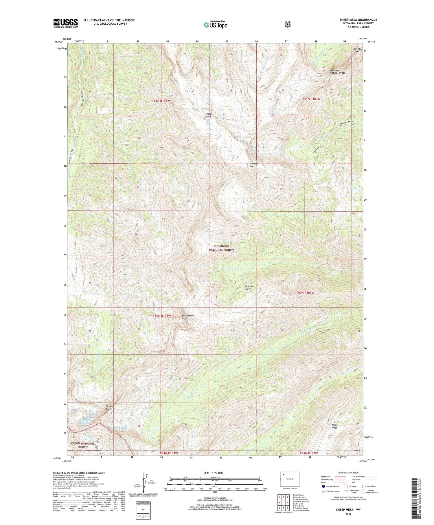 Sheep Mesa Wyoming US Topo Map Image