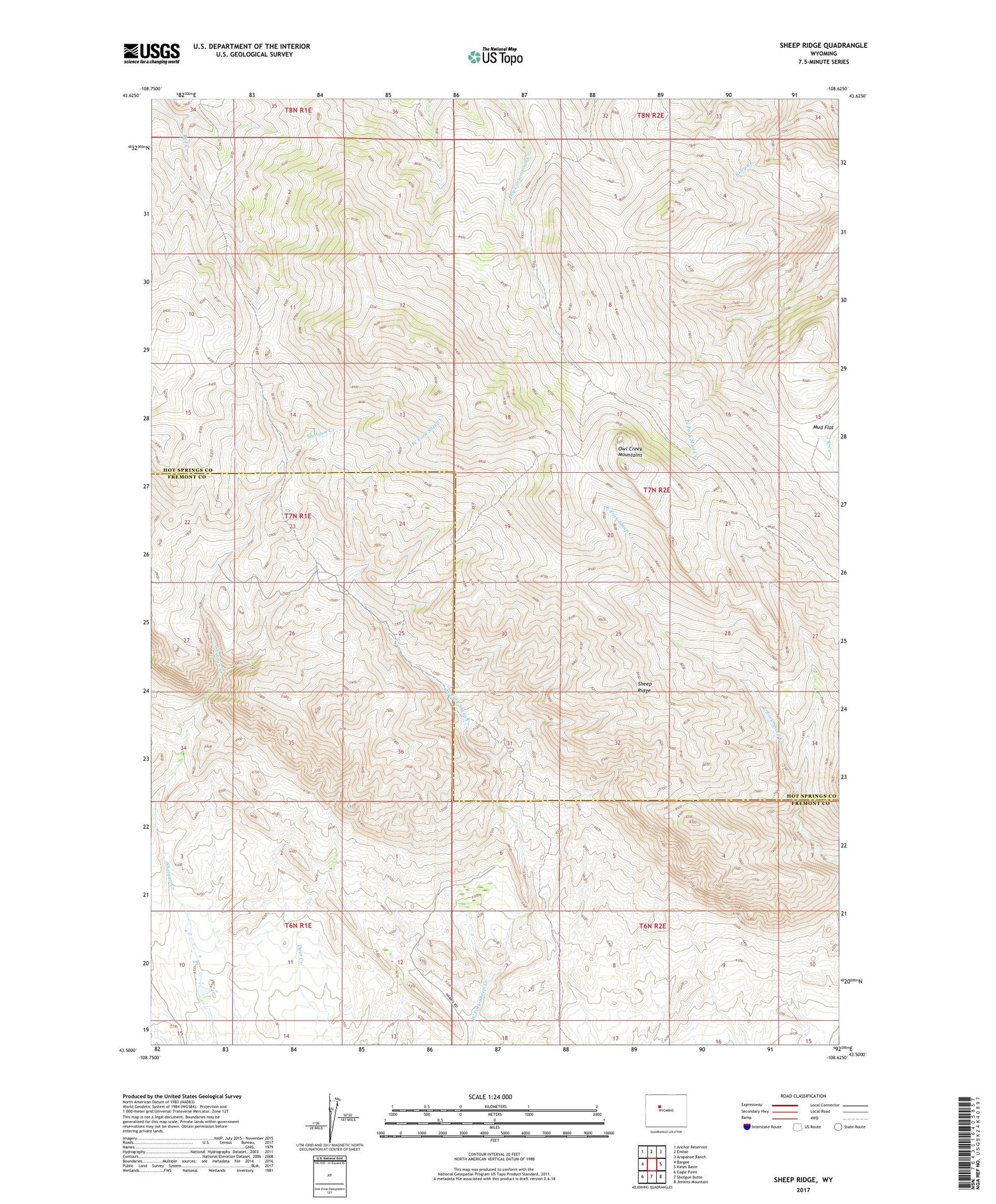 Sheep Ridge Wyoming US Topo Map Image