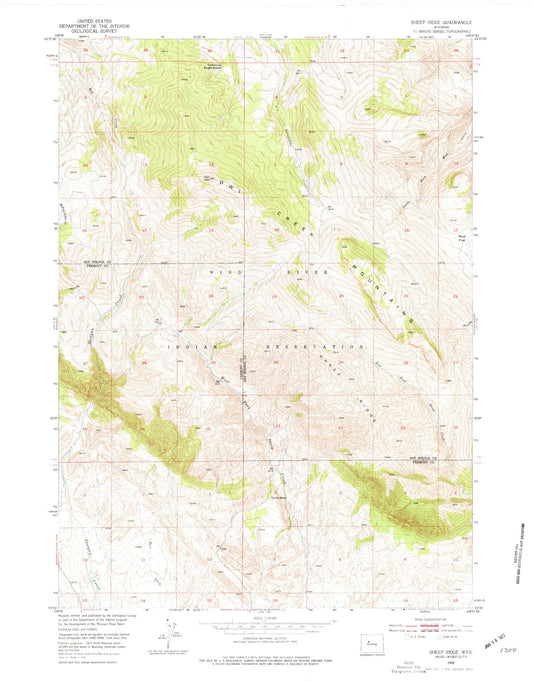 Classic USGS Sheep Ridge Wyoming 7.5'x7.5' Topo Map Image