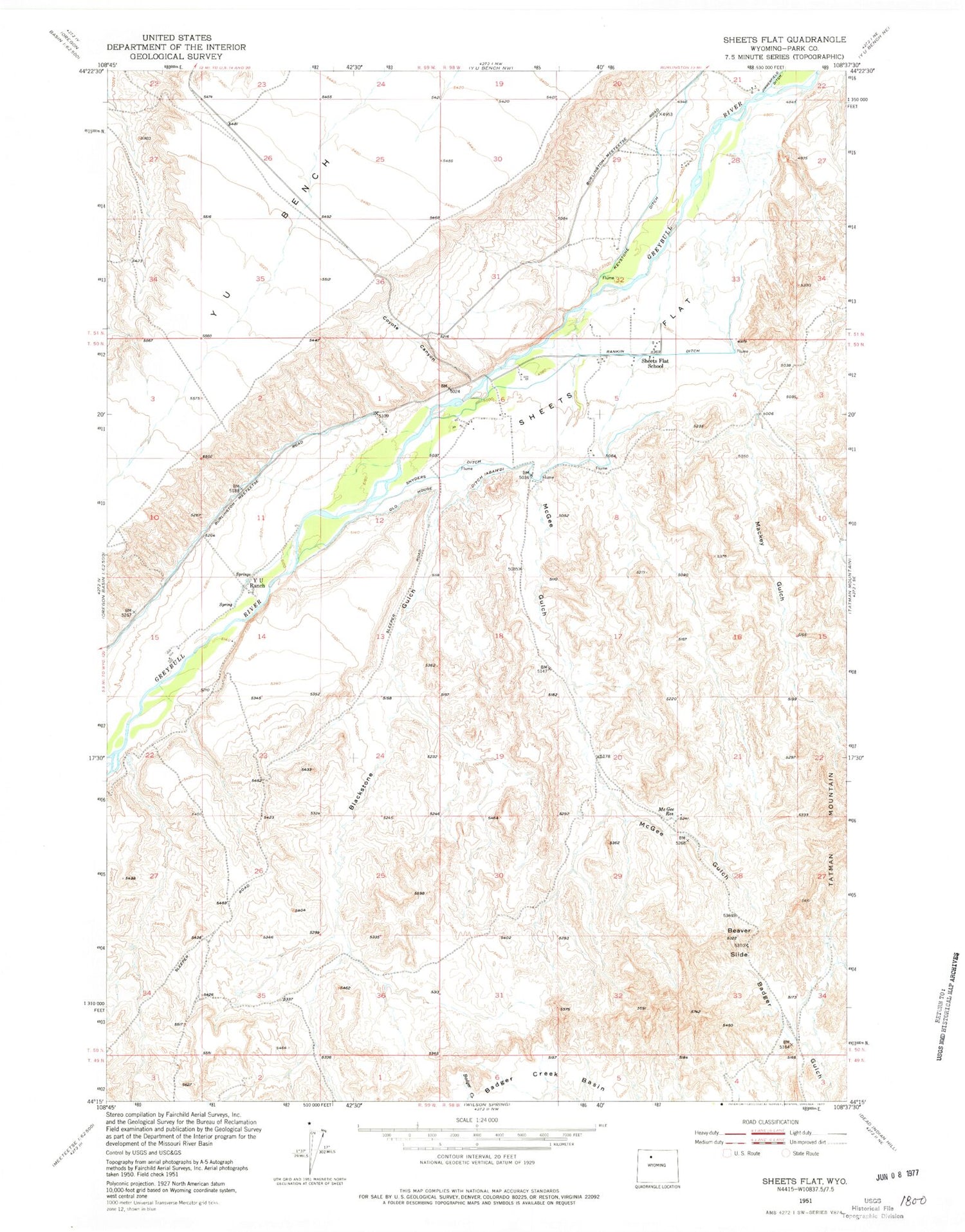 Classic USGS Sheets Flat Wyoming 7.5'x7.5' Topo Map Image