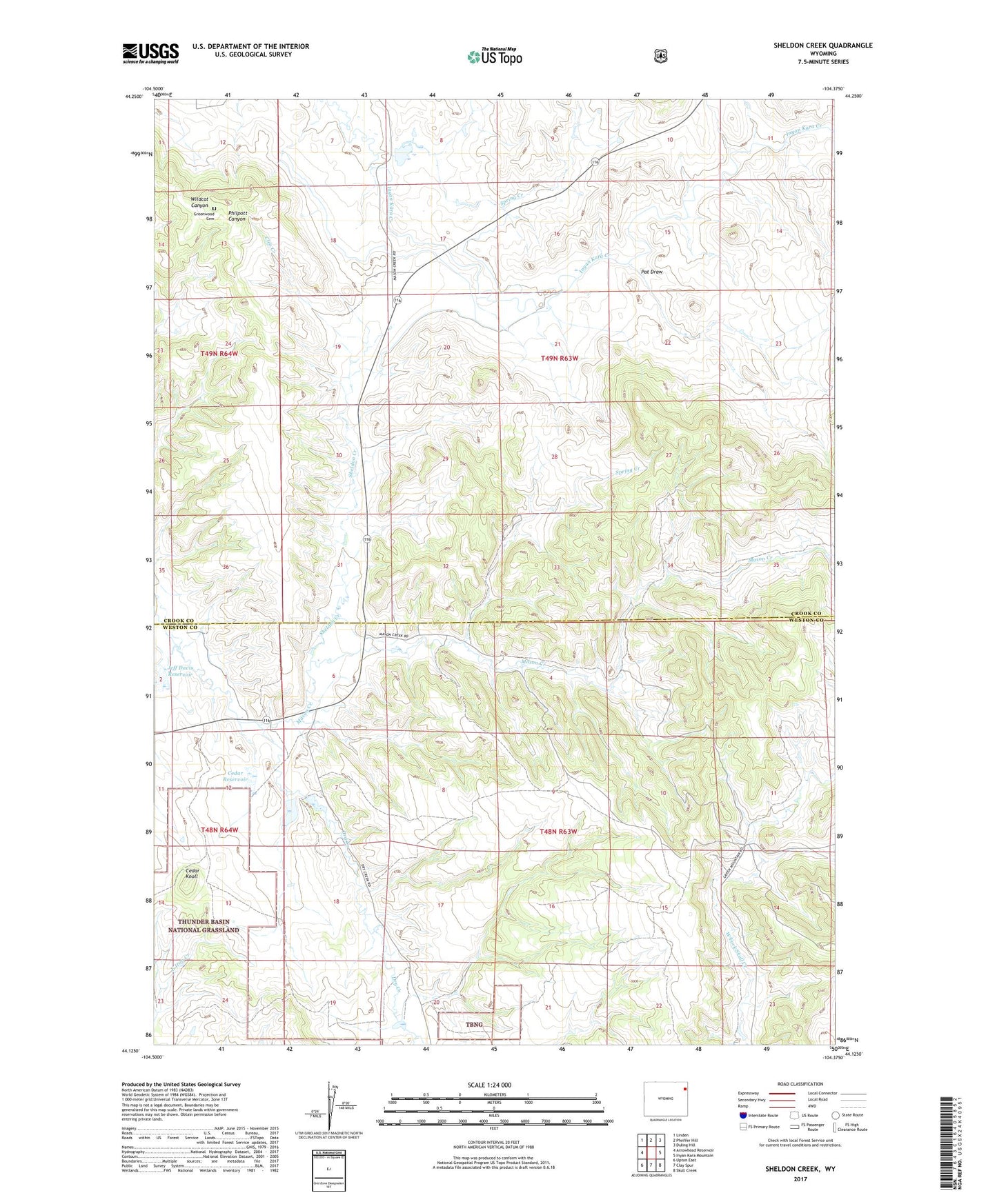 Sheldon Creek Wyoming US Topo Map Image