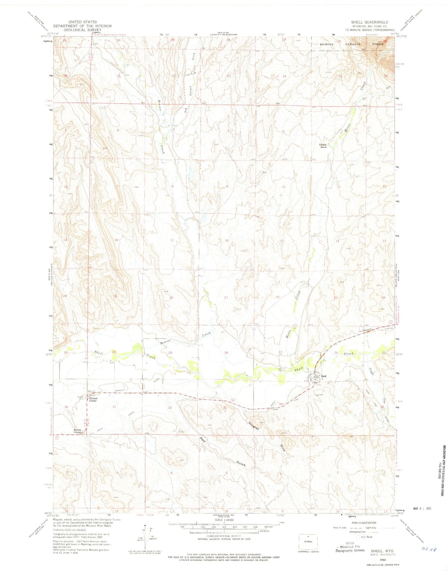 Shell Wy Map Classic USGS Shell Wyoming 7.5'x7.5' Topo Map – MyTopo Map Store