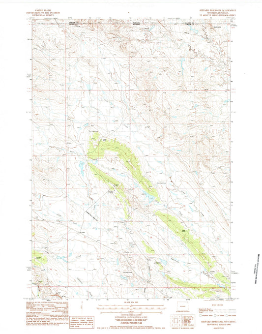 Classic USGS Shepard Reservoir Wyoming 7.5'x7.5' Topo Map Image