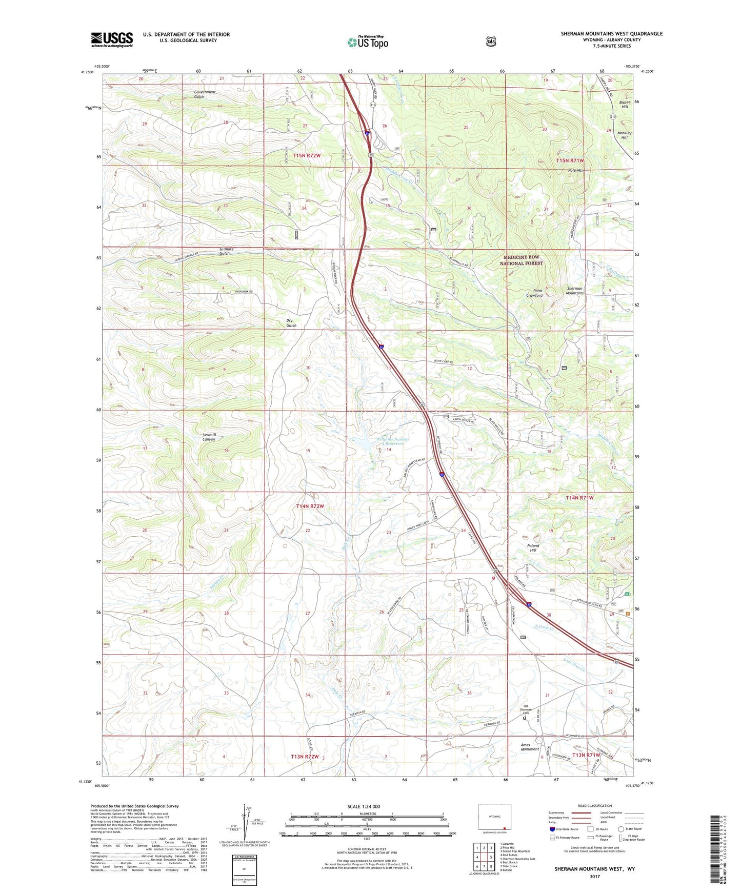 Sherman Mountains West Wyoming US Topo Map Image