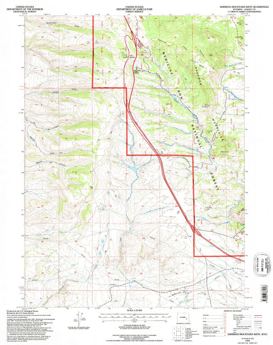 Classic USGS Sherman Mountains West Wyoming 7.5'x7.5' Topo Map Image