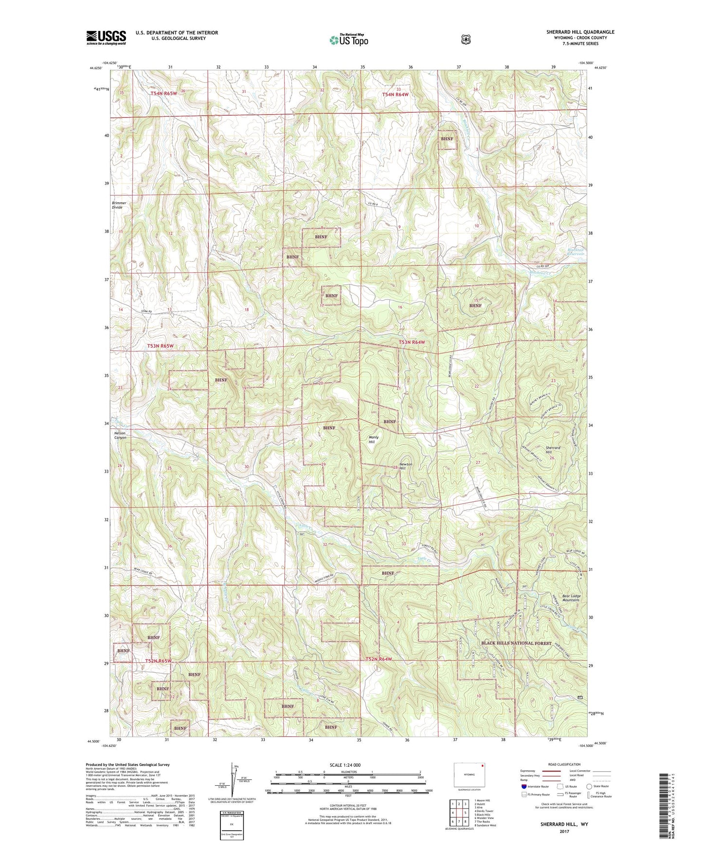 Sherrard Hill Wyoming US Topo Map Image