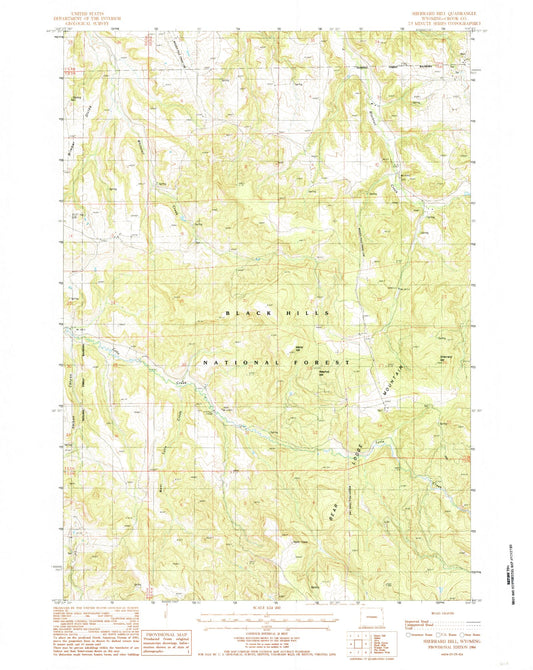 Classic USGS Sherrard Hill Wyoming 7.5'x7.5' Topo Map Image