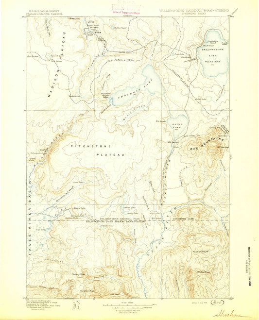 Historic 1895 Shoshone Wyoming 30'x30' Topo Map Image