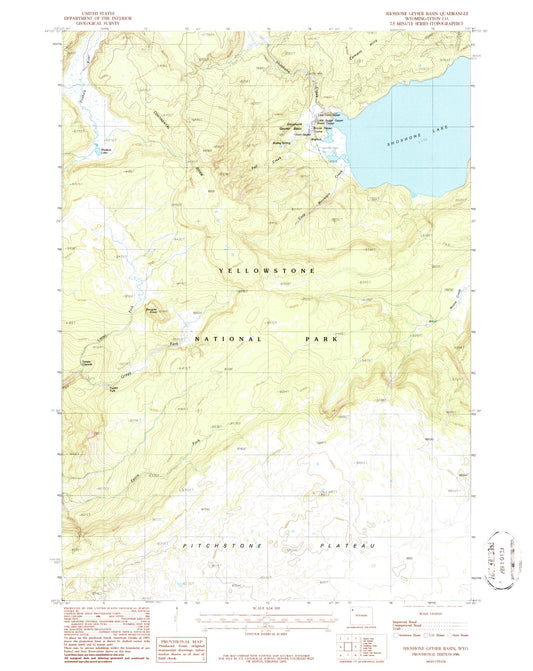 Classic USGS Shoshone Geyser Basin Wyoming 7.5'x7.5' Topo Map Image