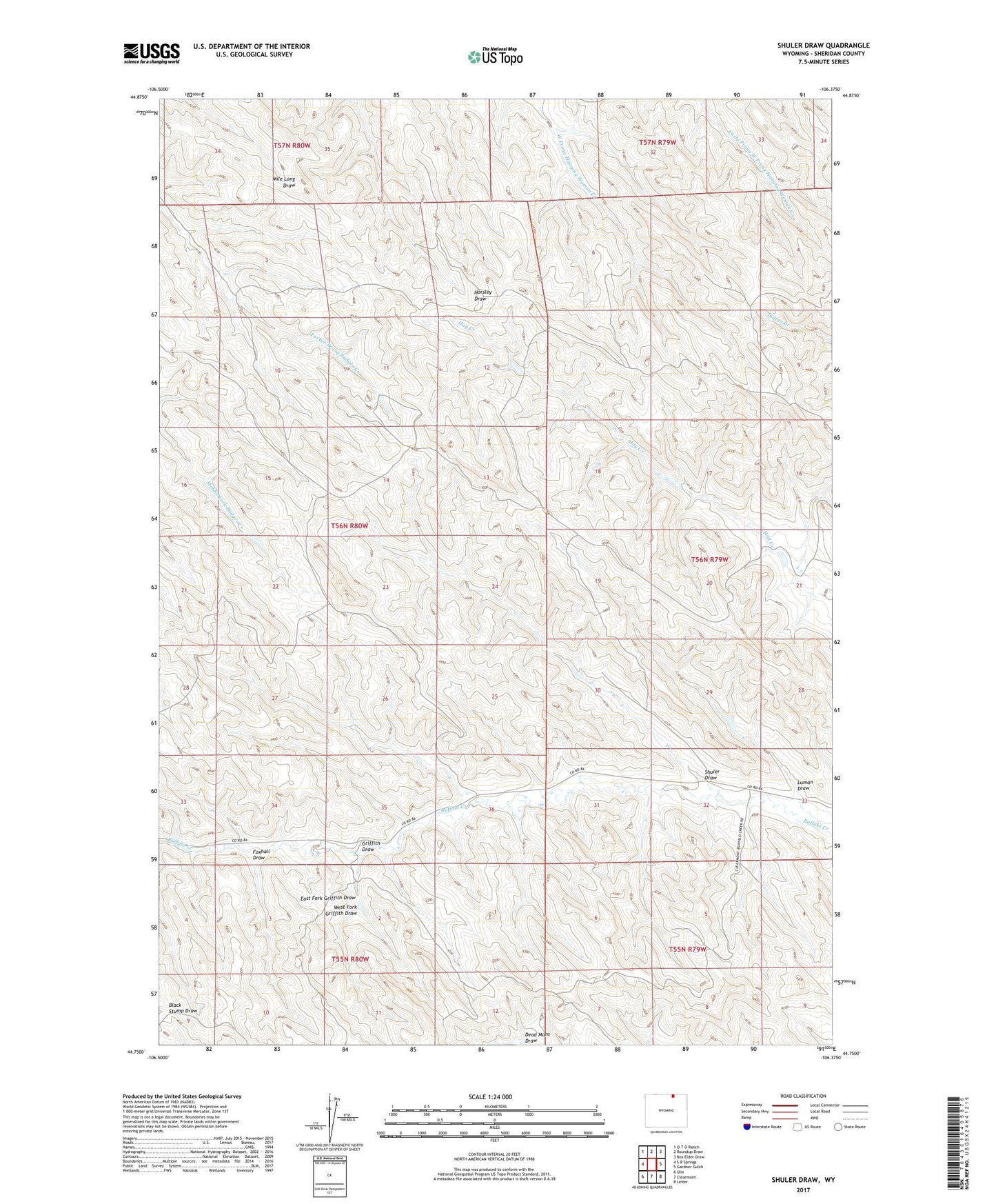 Shuler Draw Wyoming US Topo Map Image
