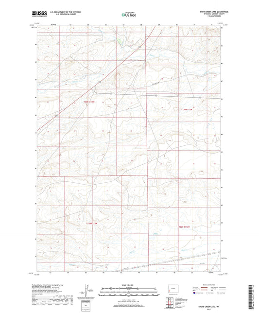 Shute Creek Lake Wyoming US Topo Map Image