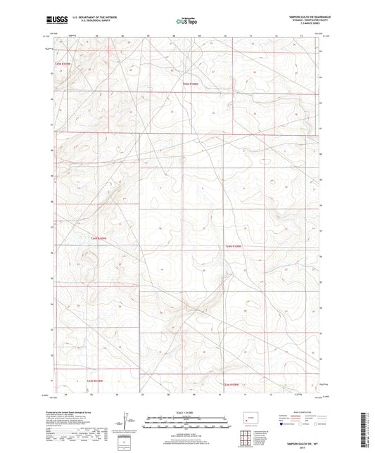 Simpson Gulch SW Wyoming US Topo Map Image